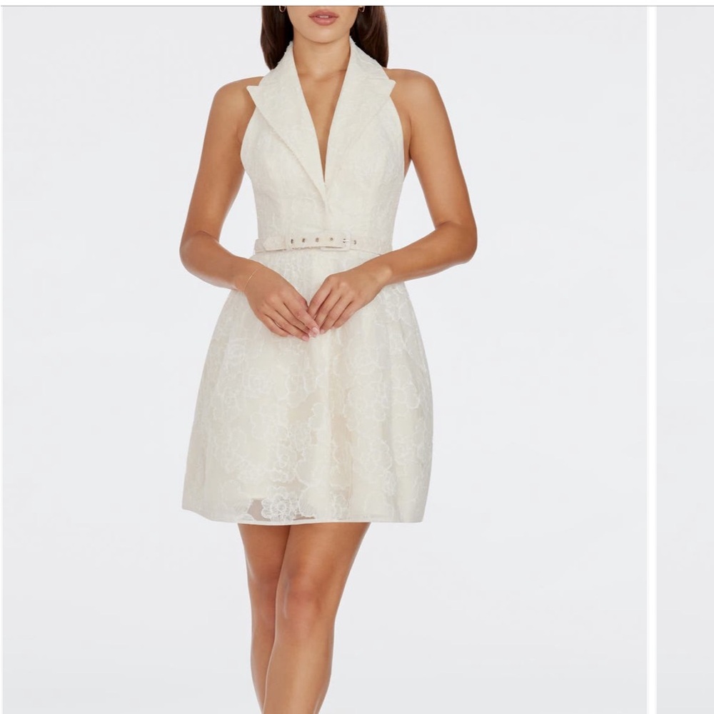 Dress the Population - Saxon floral jacquard halter mini dress